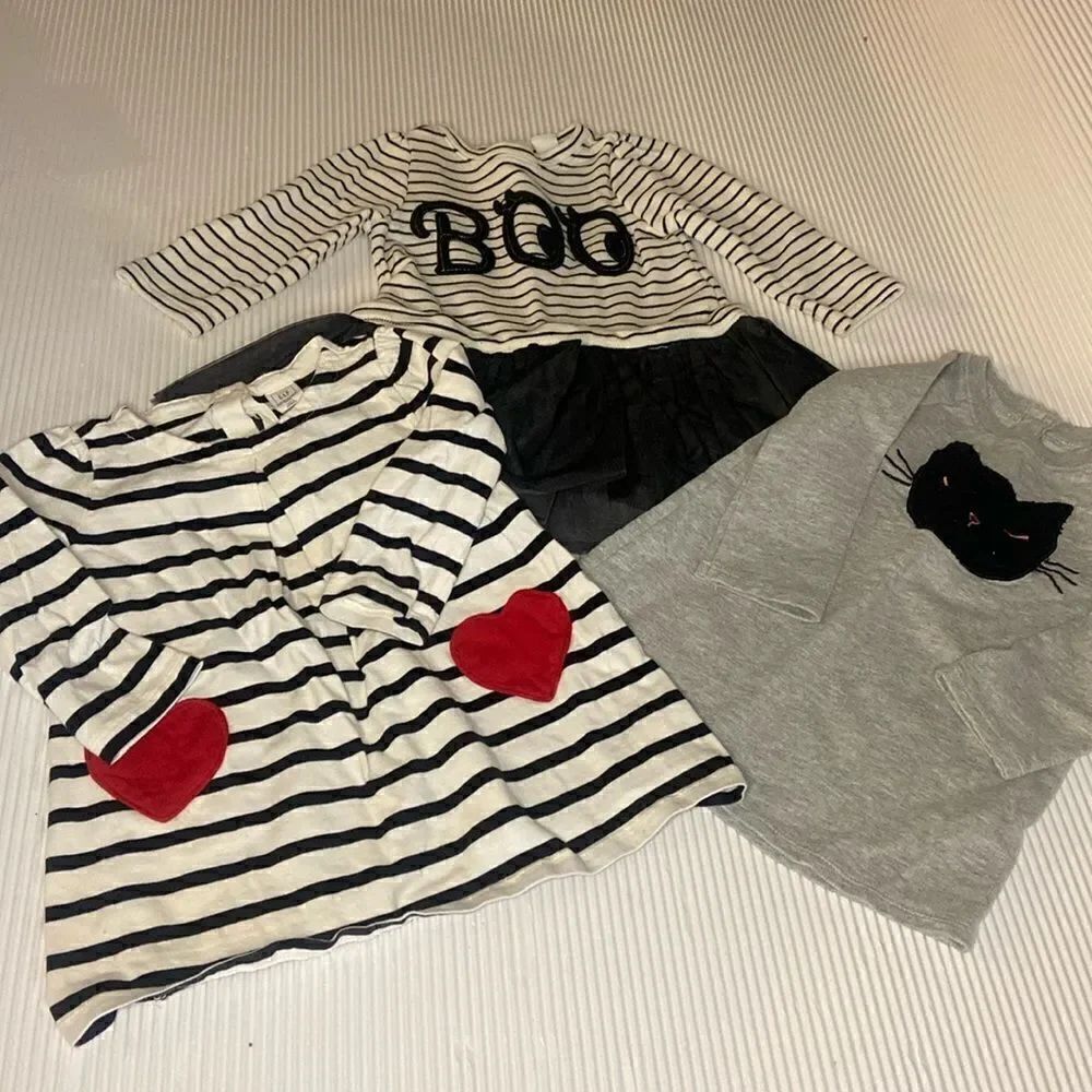 Baby Gap Lot of 3 Holiday Themed Dresses Halloween Valentines